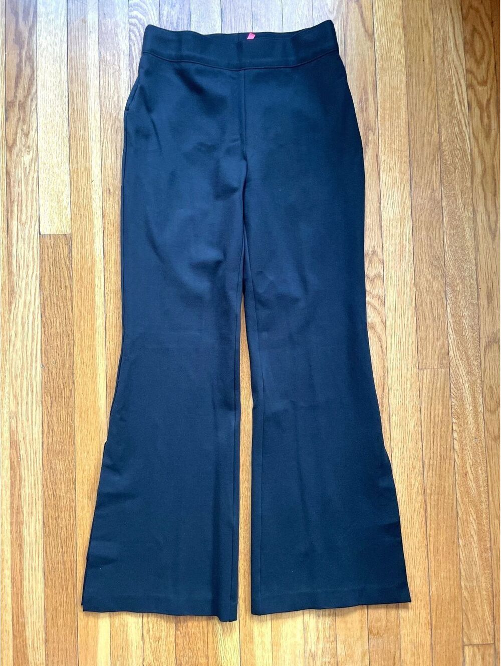 SPANX Black Pull-On Split Hem Flare Pants Women M Ponte Tummy Control Minimalist